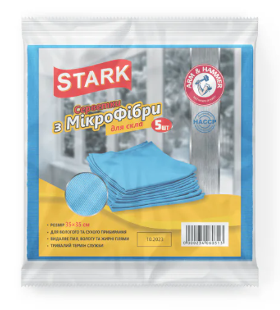 Серветки з мікрофібри для скла та дзеркал5шт TM STARK 35*35